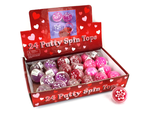Valentine putty filled spin top display