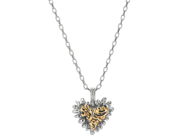 Michele Caruso Silver and Gold Spiked Heart with Open Link Necklace