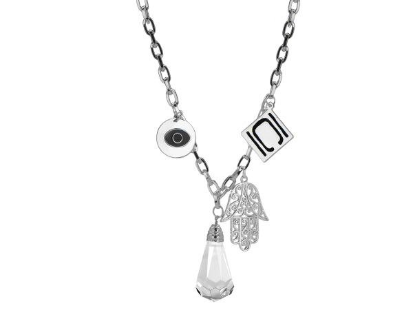 Authentic Nikki Chu Silver Cable Link Necklace With Charms