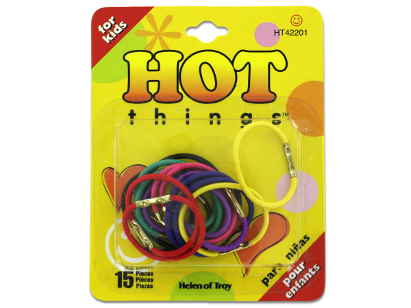 Elastic colored hair bands, pack of 15