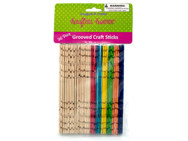 Multi-color grooved craft sticks