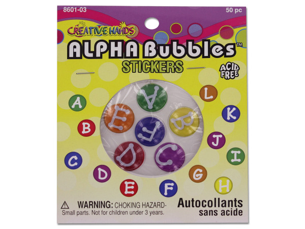 Alphabet colored bubble stickers