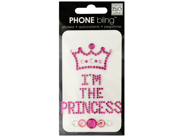 Pink 'I'm the Princess' Phone Bling Removable Stickers