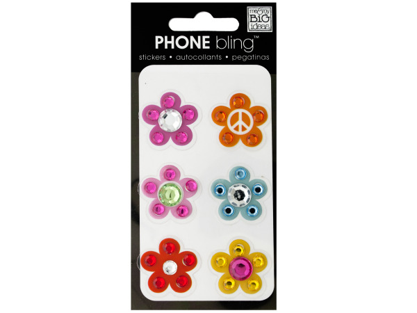 Peace Flowers Phone Bling Removable Stickers