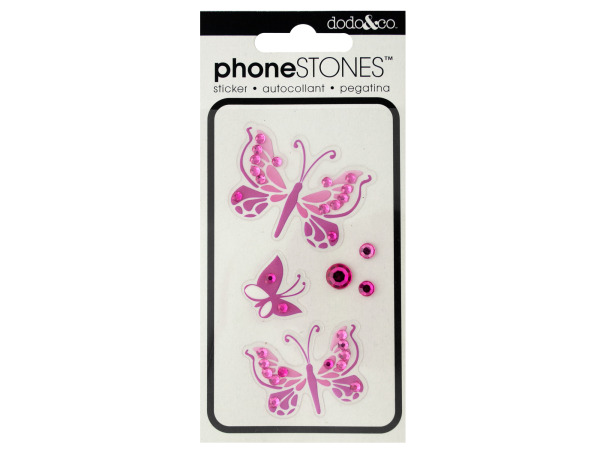 Pink Butterfly Phone Stones Stickers