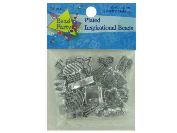 Plated inspirational beads, pack of 24
