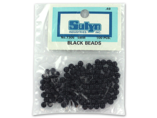 Small round black beads, pack of 100