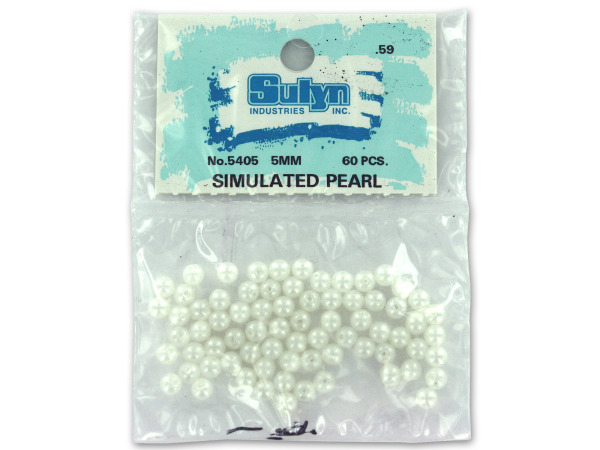 Simulated pearl beads, pack of 60