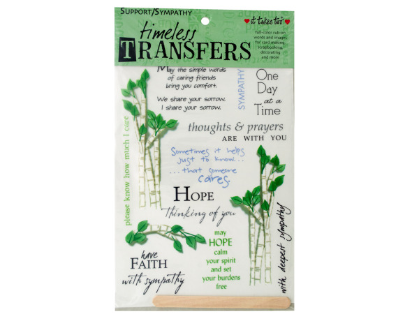 sympathy words/images rub on transfer sheet