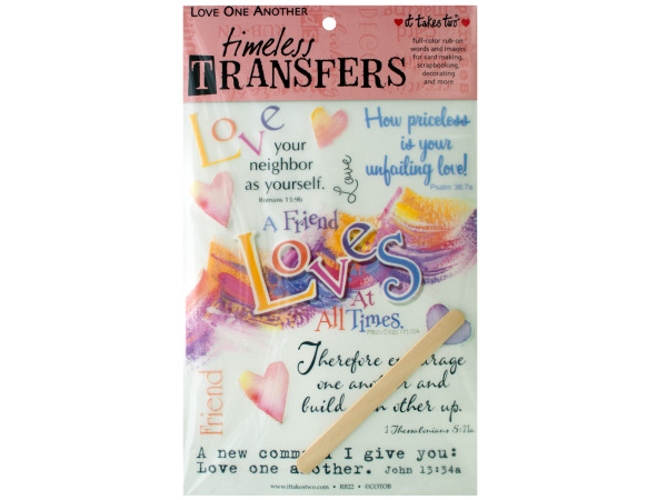 love one another words/images rub on transfer sheet