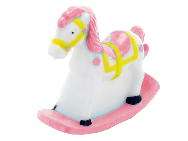 4.5inch x 4inch pink rocking horse candle