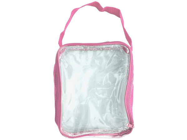 Clear Travel Bag with Pink Trim