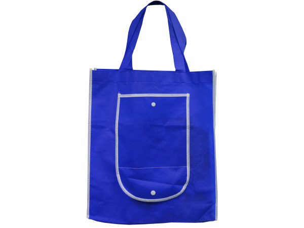 Blue Shopping Tote with Pocket - Click Image to Close