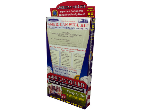 American last will and last testament kit display