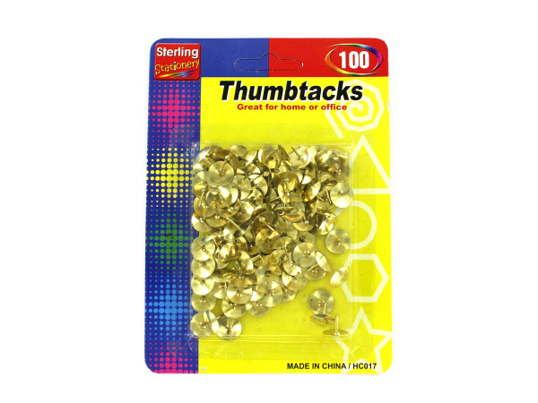 100 Pack brass colored thumbtacks