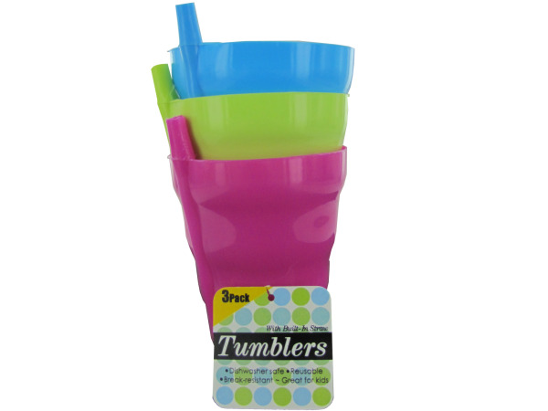 Tumblers with built-in straws
