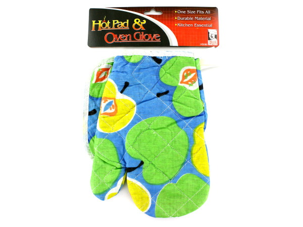 Hot pad and oven glove set