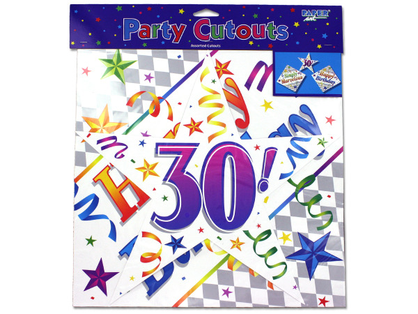 30th birthday cut-outs, pack of 3