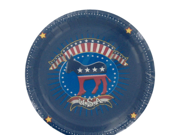 election time democrat 8 count 7 inch round plates