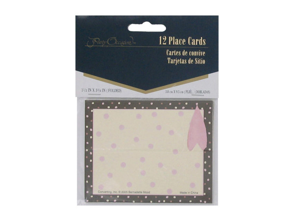"Perfect Match" heart and polka dot place cards, pack of 12