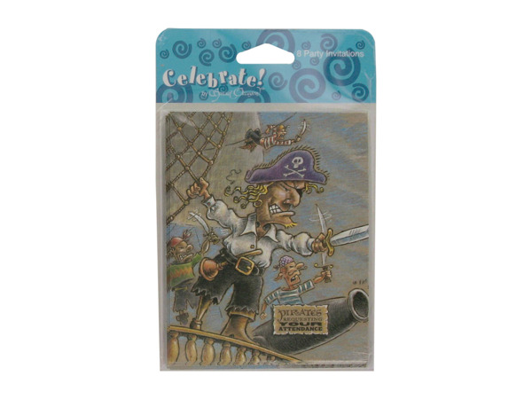 Pirate party invitations, set of 8 with envelopes