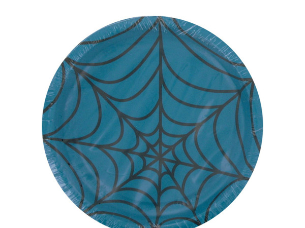 Turquoise spiderweb plates, pack of 8