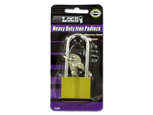 Long iron padlock with keys