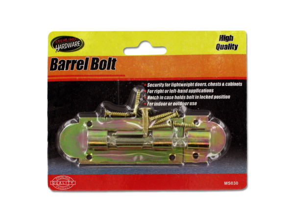 Barrel bolt with screws