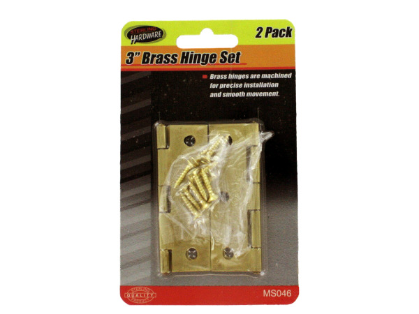 3" Brass hinge set with screws