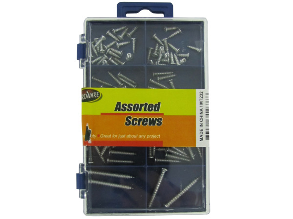Assorted screws in storage box