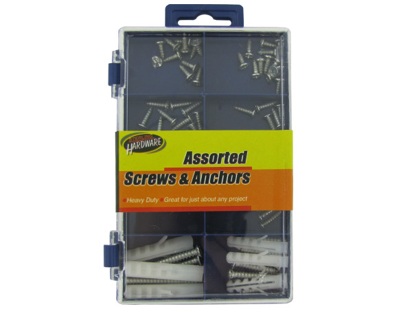 Divided box with assorted screws and anchors