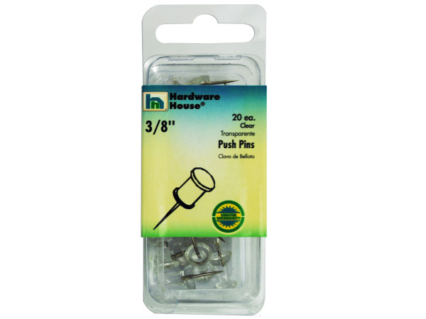 Clear push pins, pack of 20