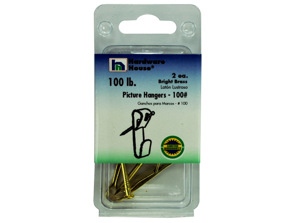 Brass picture hangers, pack of 2