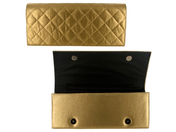gold quilted clutch