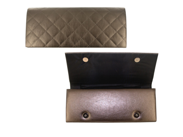 pewter quilted clutch