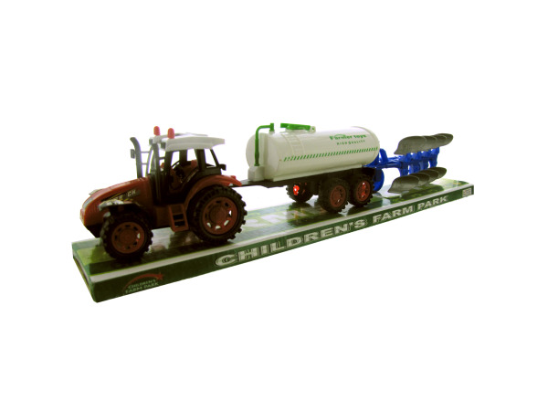 Friction Farm Tractor Truck and Double Trailer Set
