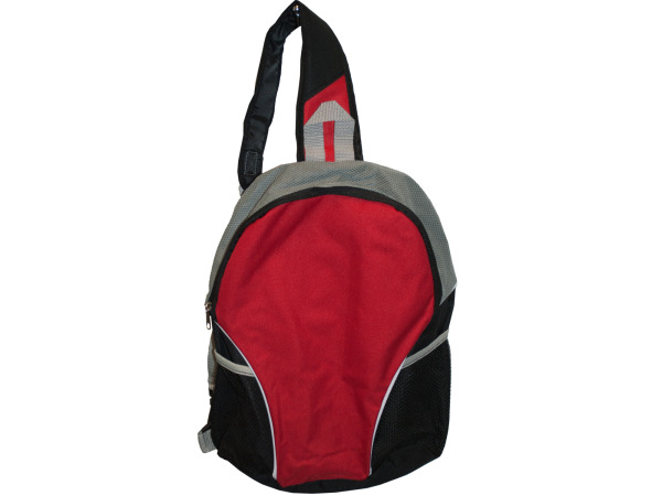 Red/Black Sling Strap Backpack with Mesh Pockets