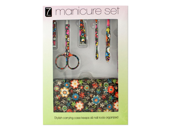 Manicure Set with Stylish Floral Carrying Case