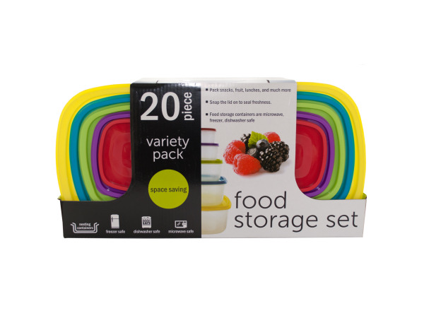 20-Piece Variety Pack Food Storage Containers Set