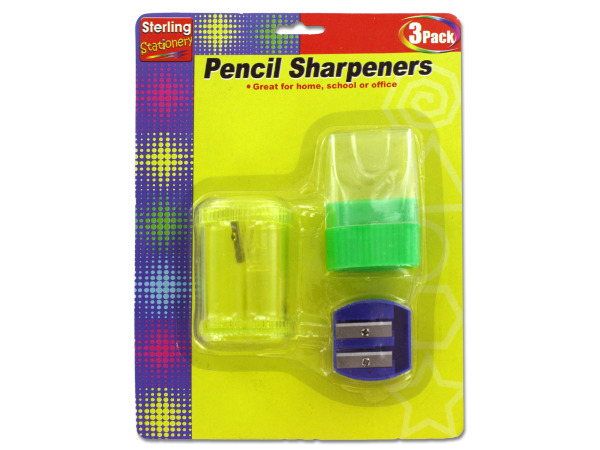 3 Pack pencil sharpeners.