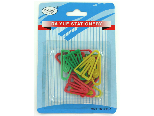 Plastic paper clips, assorted colors