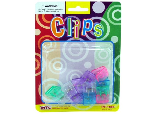 12 pack .75 inch square clips assorted translucent colors