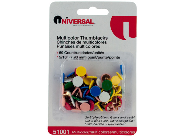 60 pc 5/16 multicolor thumbtacks