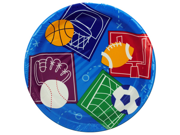 8 pack 6 3/4 inch sports time paper plates