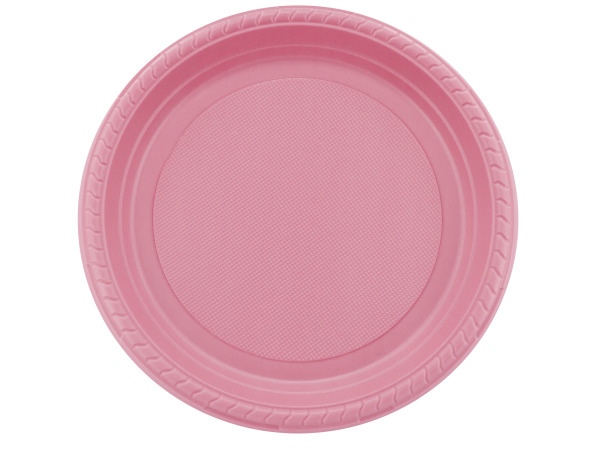 12 pack 7 inch pastel pink plastic plates