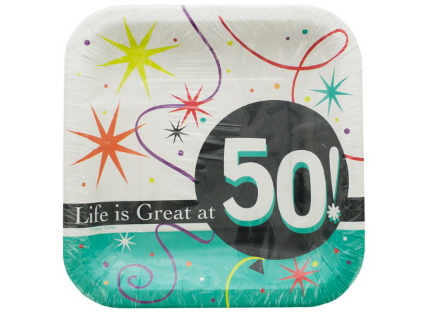 Life is Great at 50 Square Luncheon Plates Set