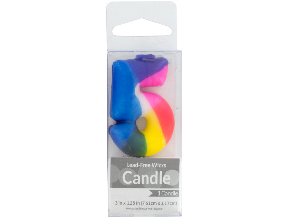 Numeral 5 Tie Dye Birthday Pick Candle