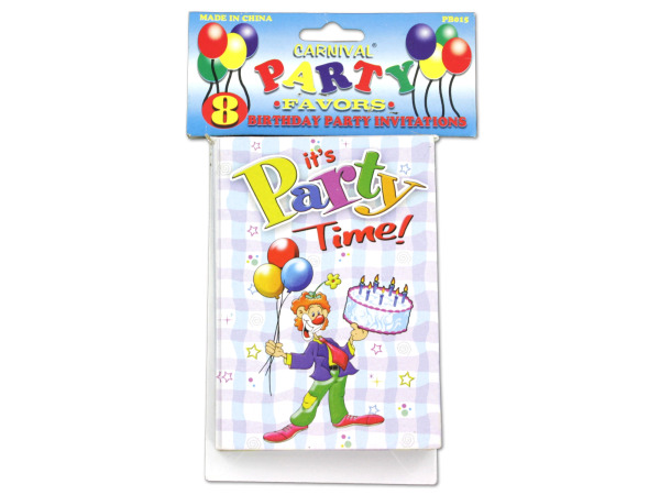Carnival party invitations, pack of 8
