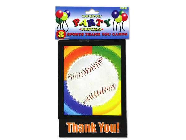 Sports-themed thank you cards, pack of 8
