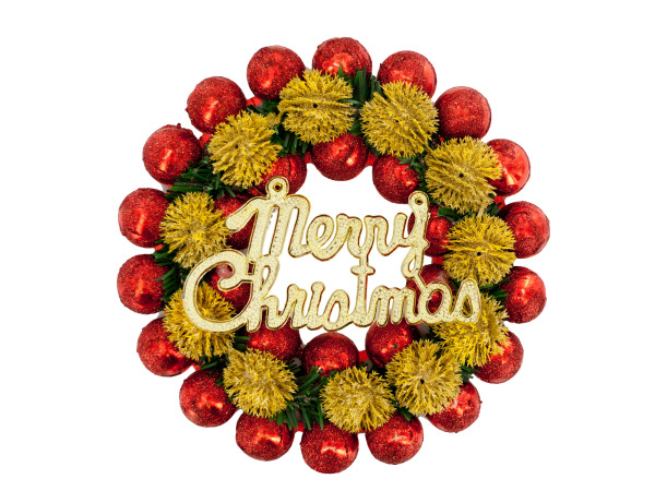 9" Christmas Glitter Ball Wreath Hanging Decoration